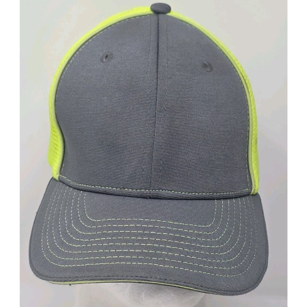 Wild Wear Truck Stuff Neon Yellow Gray Stretch Baseball‎ Hat Cap